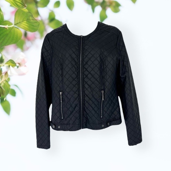 Max Studio Jackets & Blazers - Max Studio Vegan Leather Black Jacket Size Medium